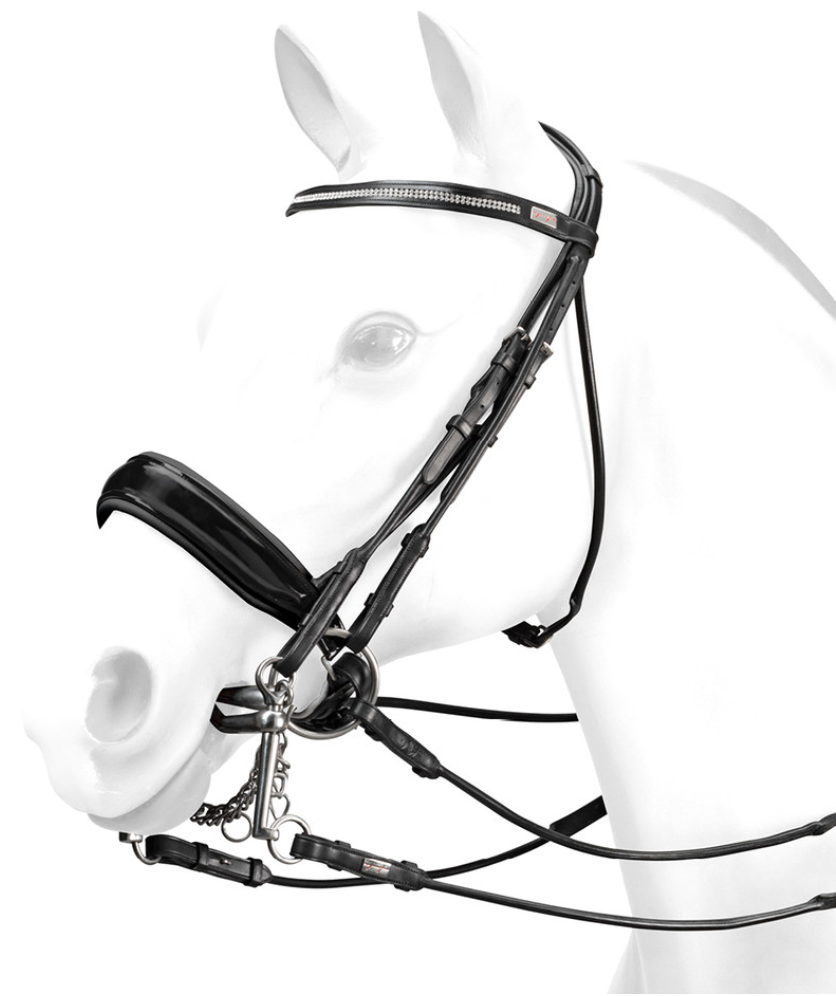 Rolled Double Bridle with Crystal Browband