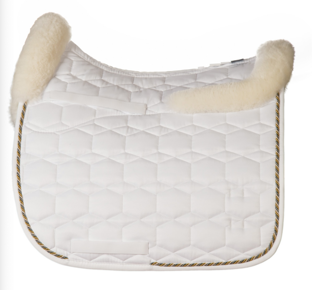 Mattes White Dressage Square with Gold