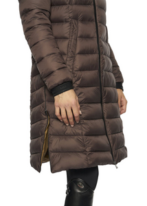CT Shiny/Matte Nylon Hooded  Long Puffer Brown