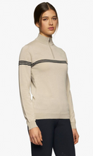 CT Merino Blend 1/2 Zip Turtleneck Striped Sweater