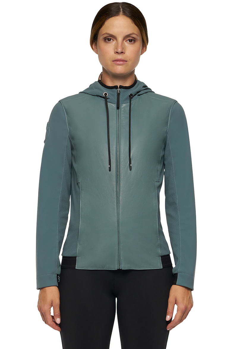 CT Hooded Leather Zip Jacket with Jersey Inserts