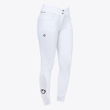 CT Dash High Waisted Riding Breeches Knee Grip - white and turquoise